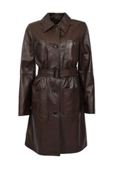 Max Mara Studio - Trench Amaca in pelle di agnello marrone