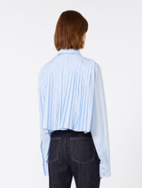 Sportmax - Camicia crop in cotone con retro plissettato azzurro