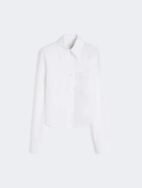 Sportmax - Camicia crop in cotone con retro plissettato bianco ottico