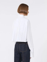 Sportmax - Camicia crop in cotone con retro plissettato bianco ottico
