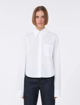 Sportmax - Camicia crop in cotone con retro plissettato bianco ottico