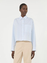 Max Mara Weekend - Camicia in popeline di cotone a righe bianca azzurra