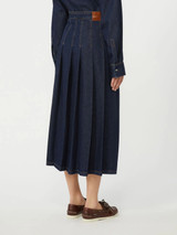 Max Mara Weekend - Gonna a pieghe in denim blu scuro