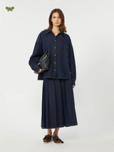 Max Mara Weekend - Gonna a pieghe in denim blu scuro