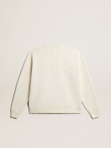 Golden Goose - Felpa di colore bianco vissuto con logo reverse sul retro - Jersey Capsule