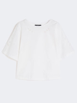 Max Mara Weekend - Top Targa in popeline di cotone con ricami bianco