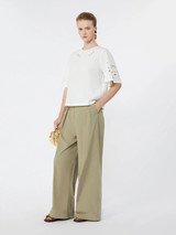 Max Mara Weekend - Top Targa in popeline di cotone con ricami bianco
