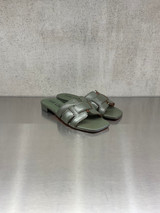 Bibi Lou - Ciabattina bassa in pelle verde militare