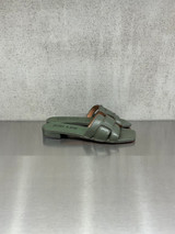 Bibi Lou - Ciabattina bassa in pelle verde militare