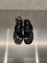 Bibi Lou - Sandalo infradito basso in pelle nera con dettaglio oro