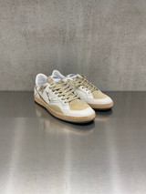 4B12 - Sneakers PLAY.NEW - D2003 in pelle bianca con talloncino e logo platino