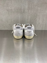 4B12 - Sneakers SUPRIME-D8008 in pelle bianca con linguetta e logo glitterati in oro rosa