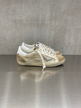 4B12 - Sneakers SUPRIME-D8010 in pelle platino suede nocciola e logo oro