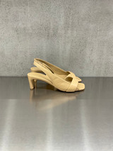 Roberto Del Carlo - Sandalo in pelle verniciata beige con fasce incrociate