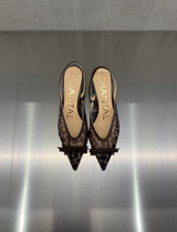 Chantal - Slingback in micro rete leopardata marrone