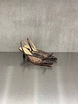 Chantal - Slingback in micro rete leopardata marrone