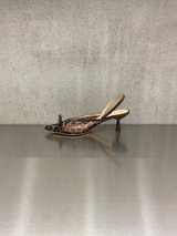 Chantal - Slingback in micro rete leopardata marrone