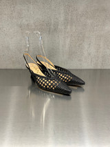 Chantal - Slingback in pelle intrecciata nera