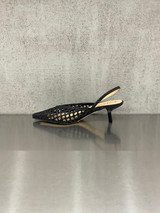 Chantal - Slingback in pelle intrecciata nera