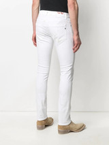 Dondup - Jeans George skinny in denim stretch bianco effetto stained