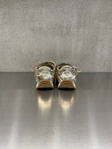 Loafer - Sneakers traforata in pelle e cristalli con punta squadrata oro