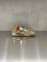 Loafer - Sneakers in pelle e tessuto con punta squadrata oro e tortora