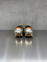 Loafer - Sneakers in pelle e tessuto con punta squadrata oro e tortora