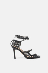 Twenty Fourhaitch - Sandalo con trim gioiello intrecciati e tacco alto  nero