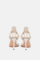 Twenty Fourhaitch - Sandalo con trim gioiello intrecciati e tacco alto oro