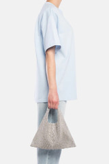 Twenty Fourhaitch - Handbag Parks realizzata in maglia strass color argento
