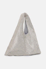 Twenty Fourhaitch - Handbag Parks realizzata in maglia strass color argento