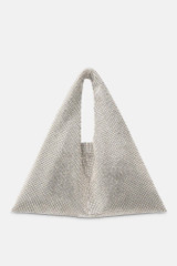 Twenty Fourhaitch - Handbag Parks realizzata in maglia strass color argento