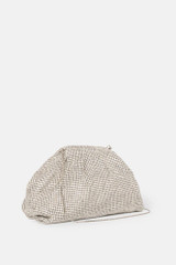 Twenty Fourhaitch - Pouch bag in maglia di cristalli con chiusura metallica argento