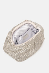 Twenty Fourhaitch - Pouch bag in maglia di cristalli con chiusura metallica argento