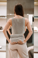 Twenty Fourhaitch - Mini pochette in maglia strass argento con chiusura a calamita