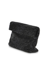 Twenty Fourhaitch - Mini pochette in maglia strass nera con chiusura a calamita