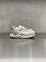 Premiata - Sneakers Mick in pelle e tessuto tecnico grigio chiaro e bianco