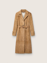 Golden Goose - Trench da Donna in suede color sabbia con cintura in vita