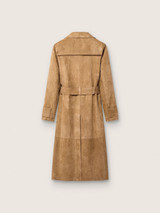 Golden Goose - Trench da Donna in suede color sabbia con cintura in vita