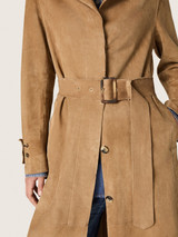 Golden Goose - Trench da Donna in suede color sabbia con cintura in vita