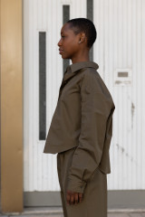 Aspesi - Camicia donna in popeline di cotone verde militare