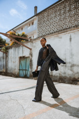 Dondup - Jeans Amber cinque tasche wide leg fit in denim seta blu fisso