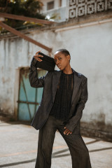 Dondup - Blazer monopetto slim a due bottoni in denim seta blu fisso