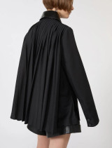 Sportmax - Over shirt in gabardina antigoccia con retro in plissé  nero