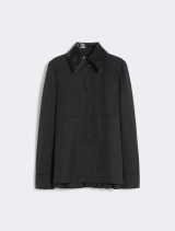 Sportmax - Over shirt in gabardina antigoccia con retro in plissé  nero