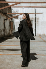 Sportmax - Over shirt in gabardina antigoccia con retro in plissé  nero