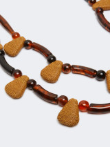 Max Mara Weekend - Collana Falange in rafia e resina caramello