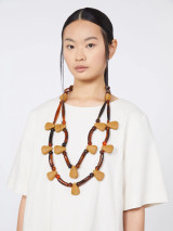 Max Mara Weekend - Collana Falange in rafia e resina caramello
