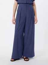 Max Mara Weekend - Pantalone Benda in popeline di puro cotone blu