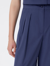 Max Mara Weekend - Pantalone Benda in popeline di puro cotone blu